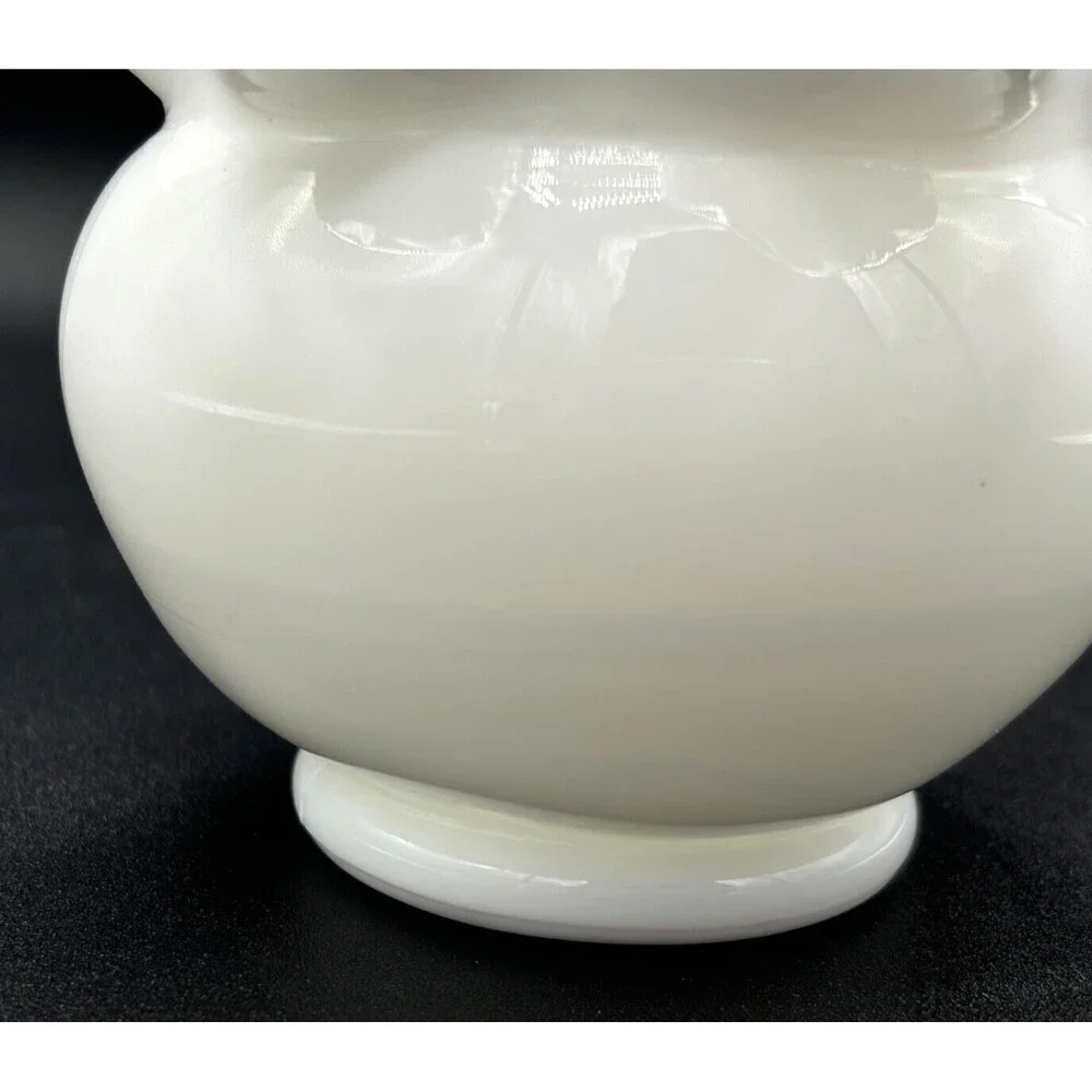 Fenton Opaque White Milk Glass Bowl Vase Small‎ Ruffled Silver Crest Clear Edged